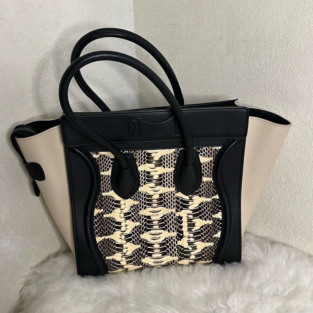 💯Authentic Celine  Water Snake Leather Micro Luggage Handbag🍀